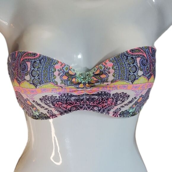VICTORIAS SECRET Paisley strapless swim top 32D - Picture 1 of 4